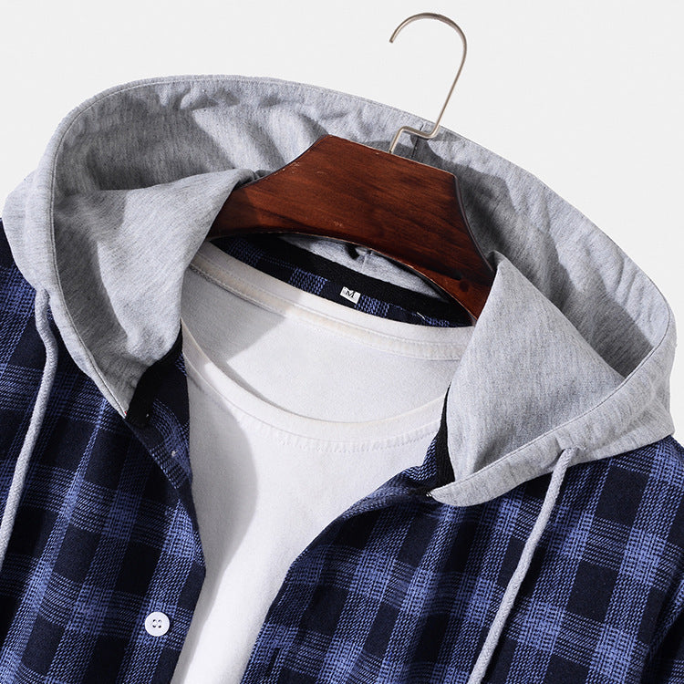 New Men's Shirts Casual Fashion Hooded Long Sleeves