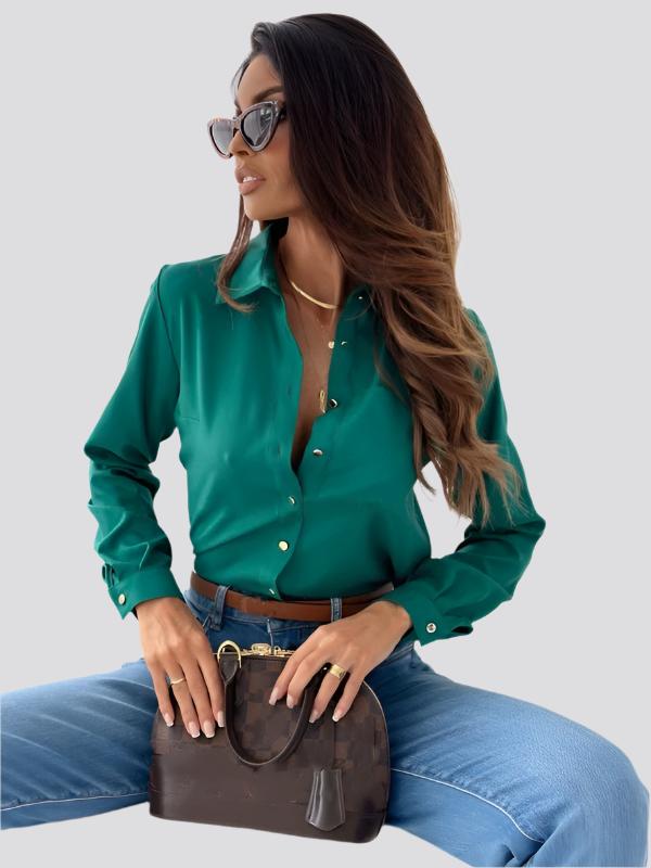 Women's Autumn Simplicity Solid Color And V-neck Women's Shirt