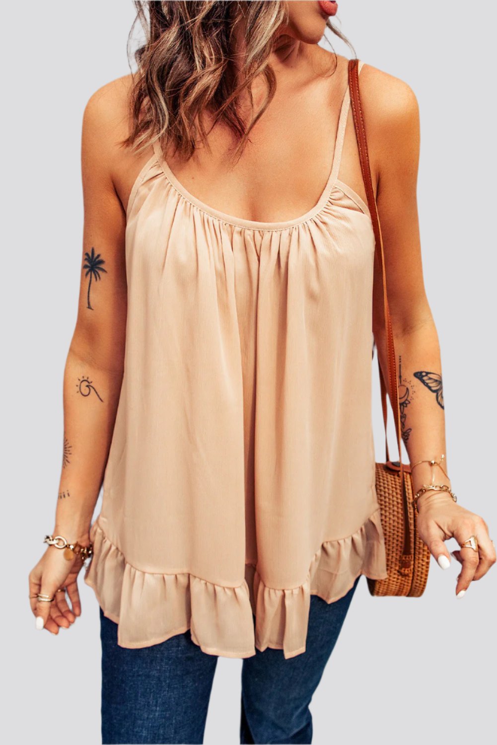 New Women's Ruffled Suspenders Sleeveless Vest Women