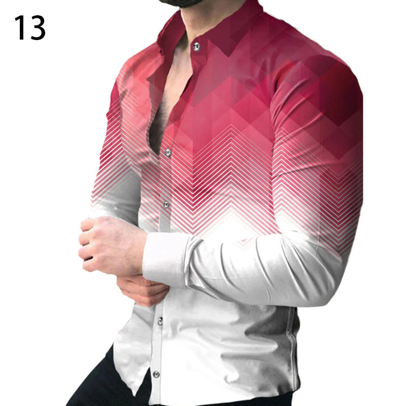 Printed Casual Long Sleeve Shirt For Men