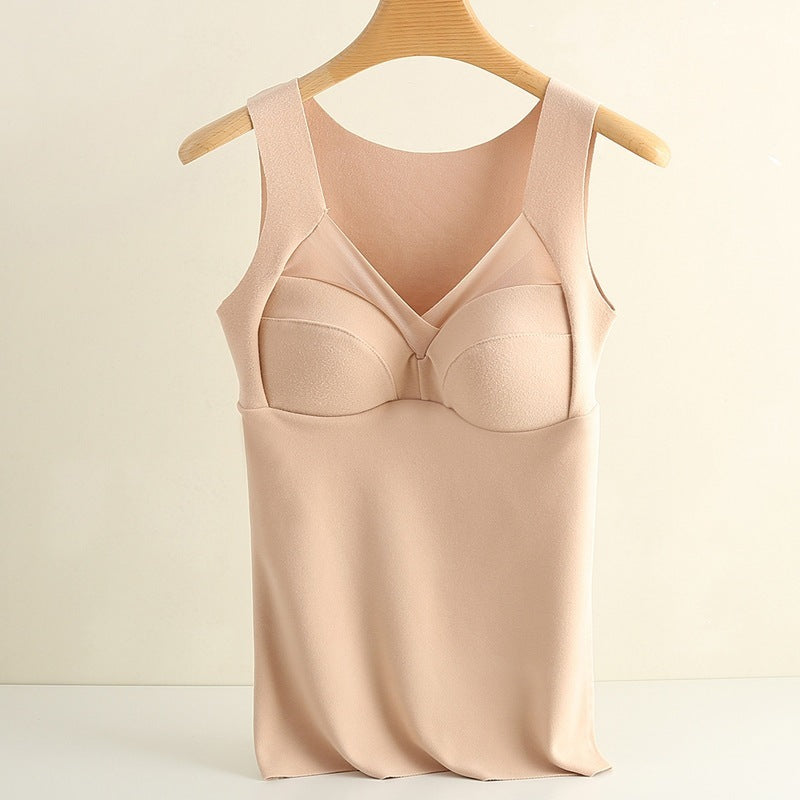 New De Rong Thermal Integrated Tank Top Wearless Bra