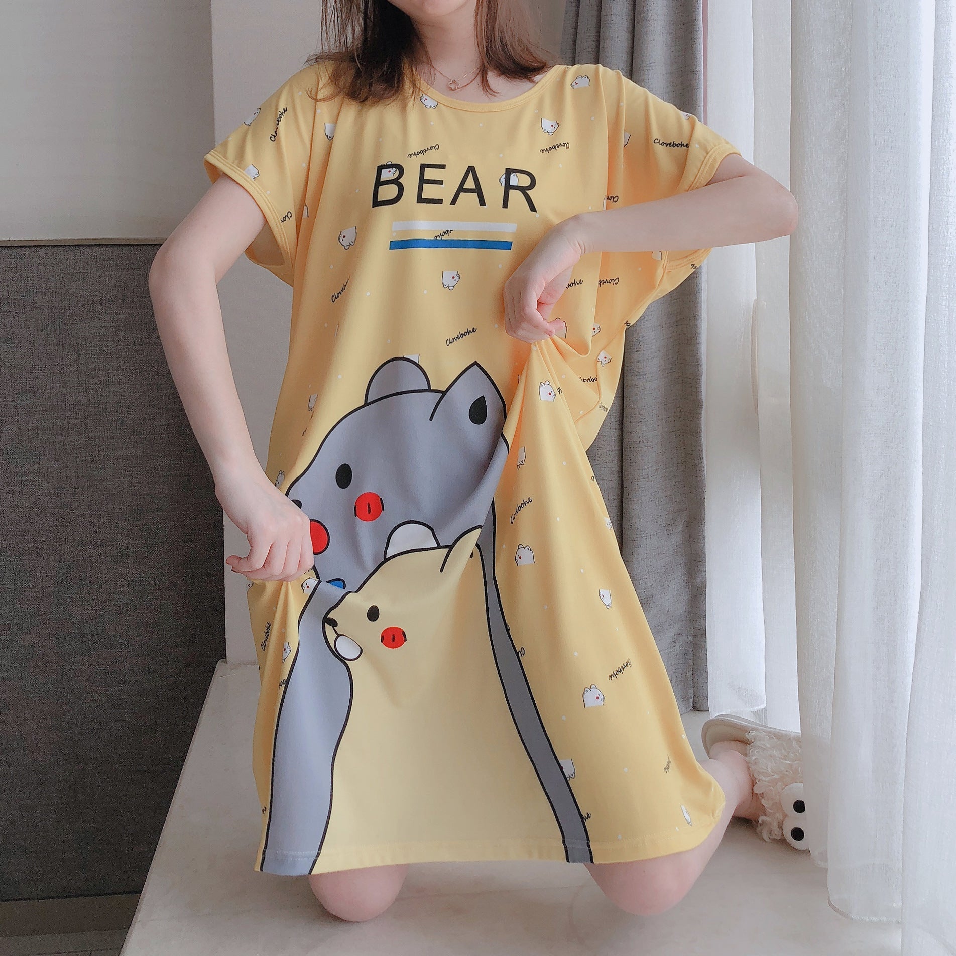 Summer Korean Princess Sweet Cute Cloth Bag Nightdress Women