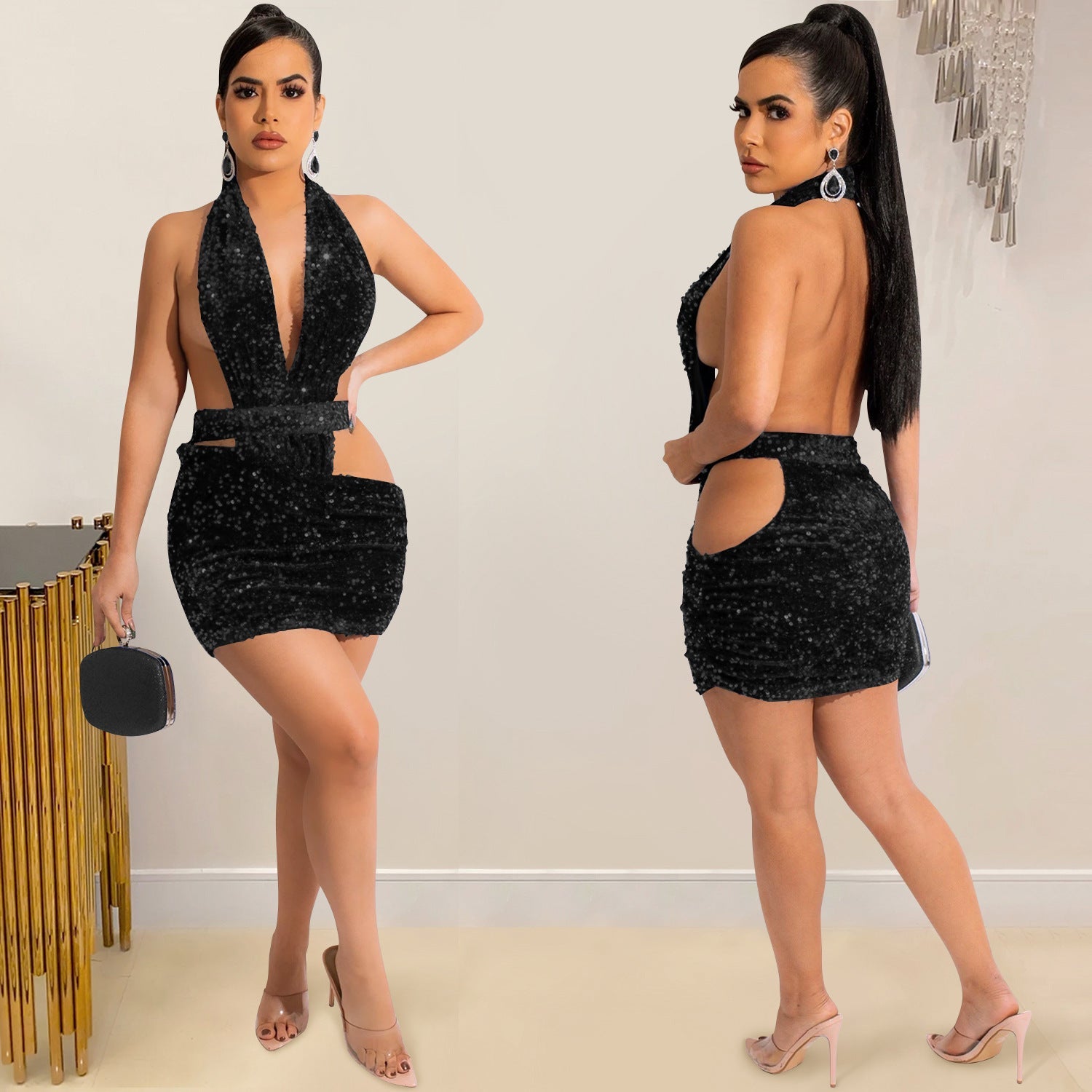 Backless Sequin Bodycon Party Dress Clubwear Elegant And Cute