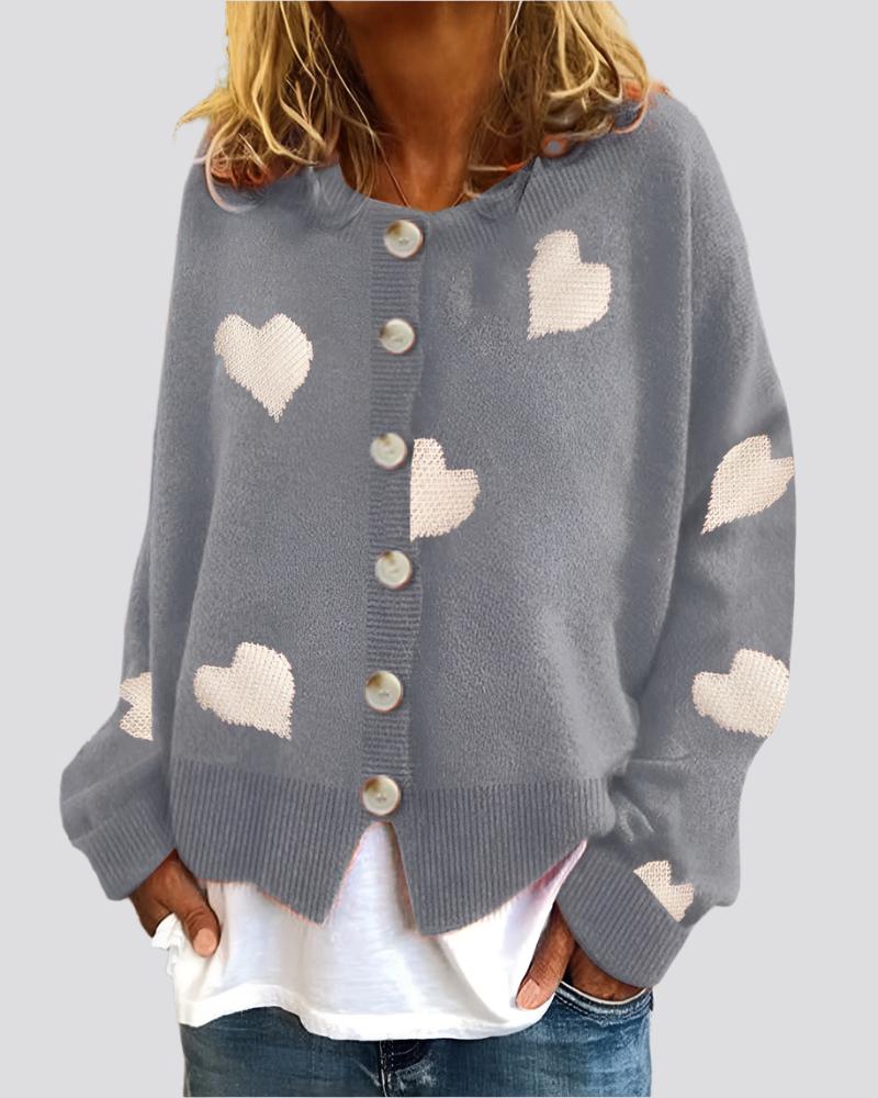 Women's Heart Sweater Single Breasted Cardigan Knitwear Coat Outwear Clothes