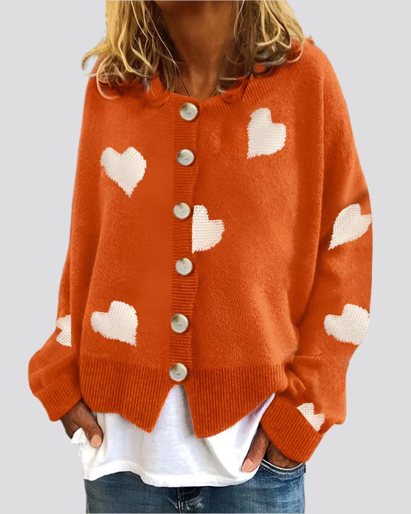 Women's Heart Sweater Single Breasted Cardigan Knitwear Coat Outwear Clothes