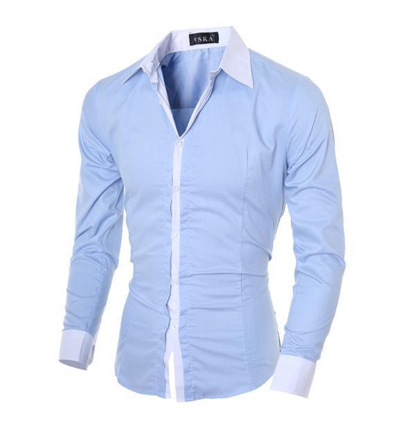 Mens Casual Long Sleeve Slim Fit Shirts