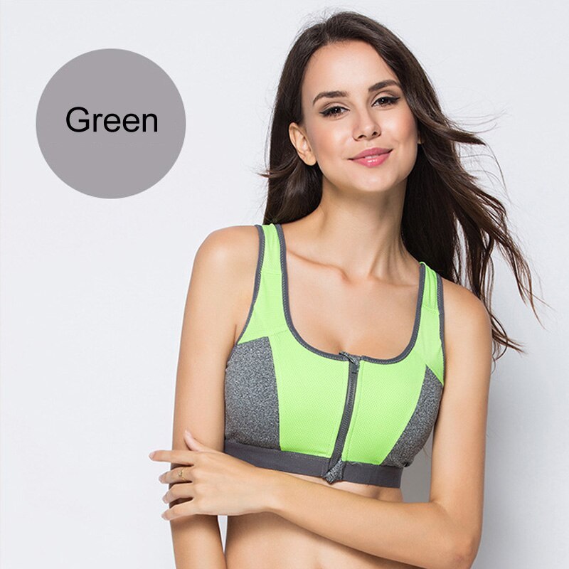 Front zipper sports bra for women