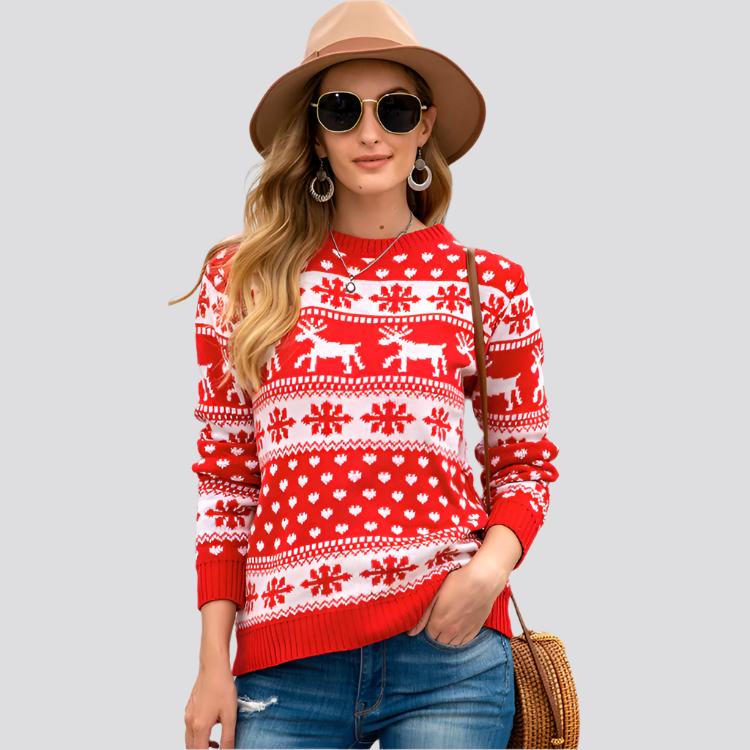 Christmas sweater snowflake pullover women