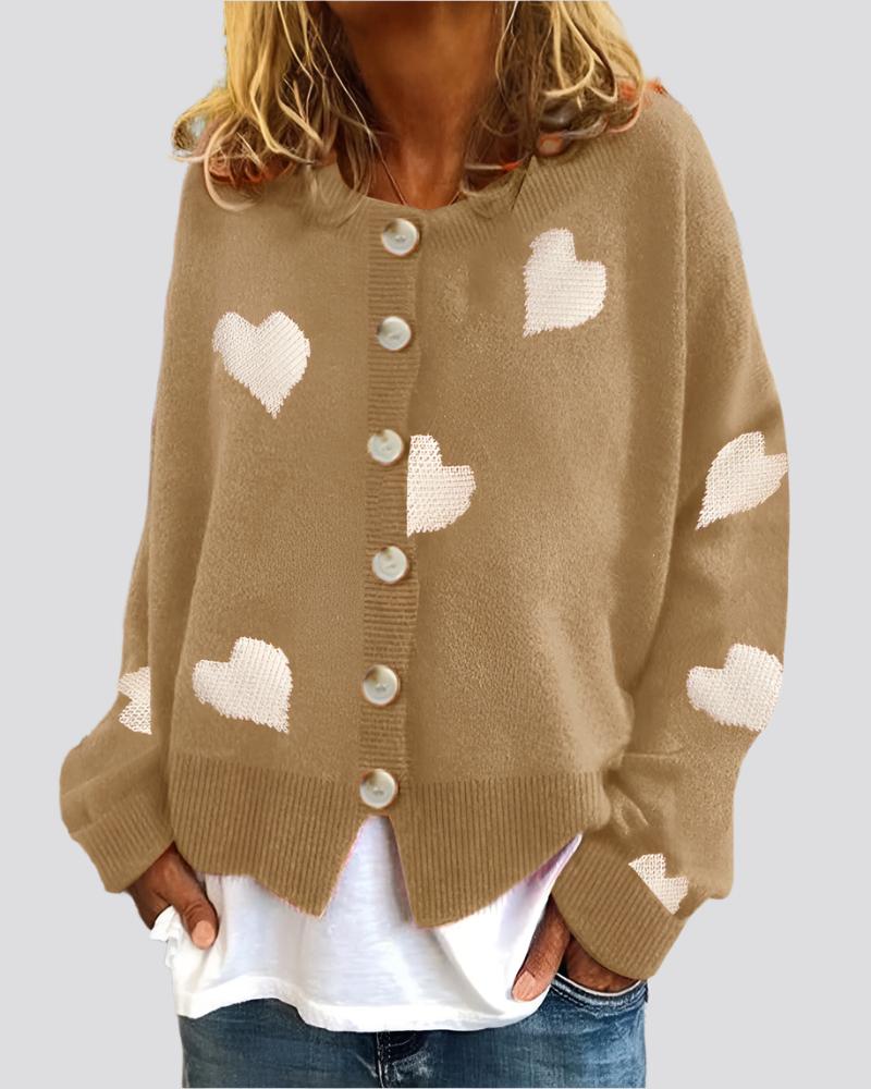 Women's Heart Sweater Single Breasted Cardigan Knitwear Coat Outwear Clothes