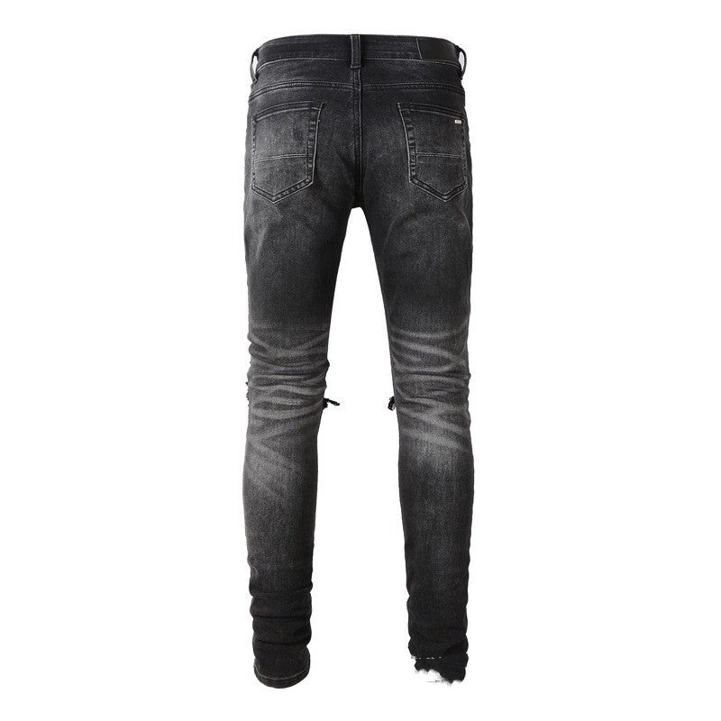 Paisley Slim Fit Skinny Pants Men's Ripped Jeans