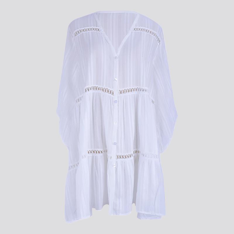 Cotton Jacquard Button Loose Sleeve Sunscreen Clothing For Women