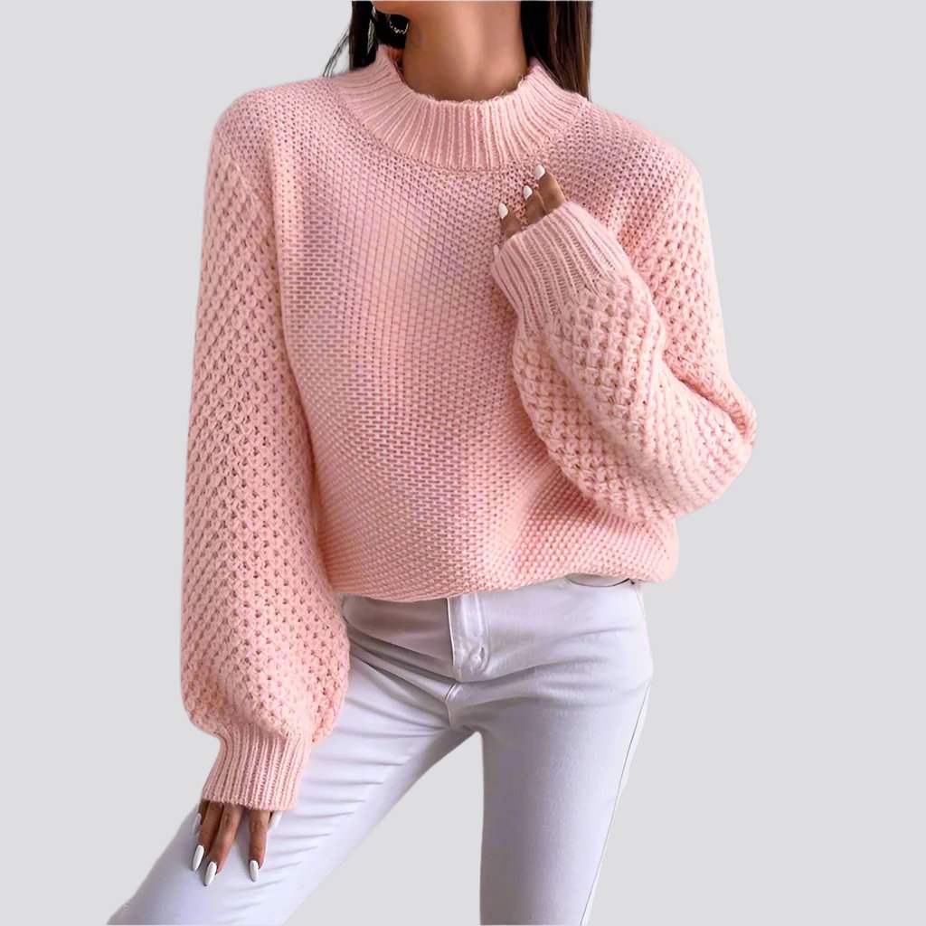 Women's Fashion Autumn And Winter Leisure Long Sleeve Round Neck Pure Color Warm Keeping Sweater