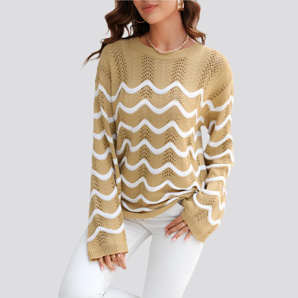 Women's Knitwear Long Sleeve Stitching Sweater