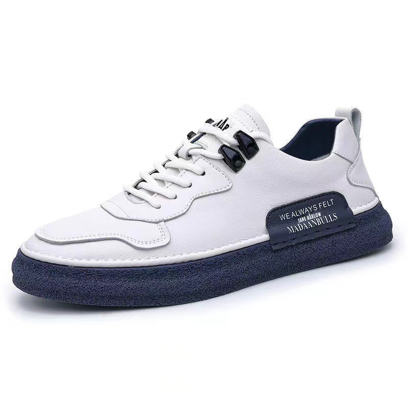 Trendy All-match Casual White Shoes Korean Style Fashionable Breathable Sneakers Men's Casual Leather Shoes