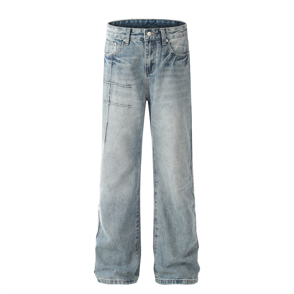 Washed Topstitching Skinny Jeans For Men