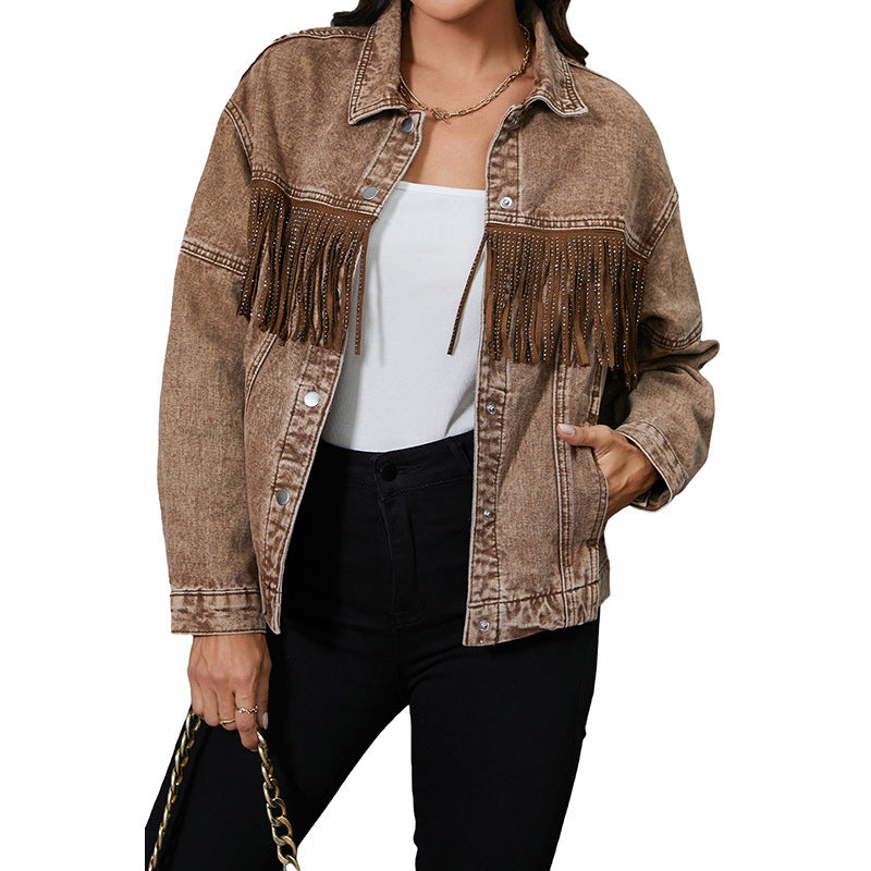 Tassel Lapel Jacket Coat For Women