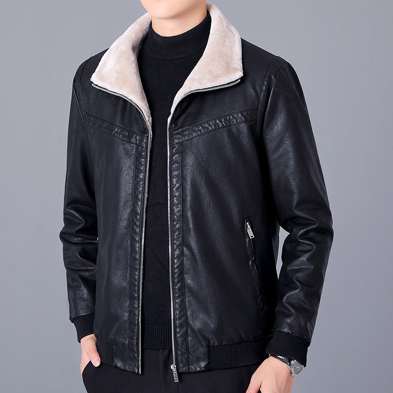 Men's Fashion American Hong Kong Style PU Leather Short Jacket