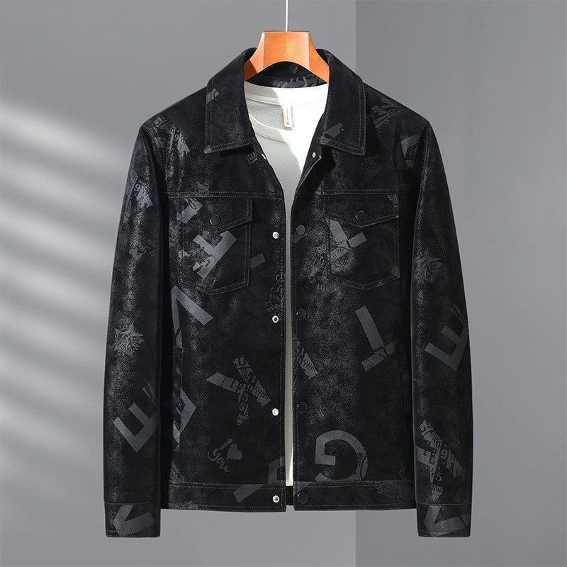 Spring And Autumn Thin Men's Lapel Leather Jacket