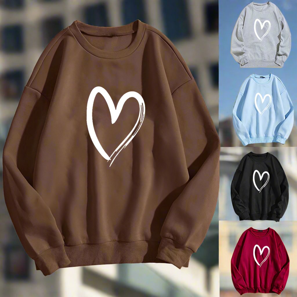 Printed Heart Trendy Sweater For Women