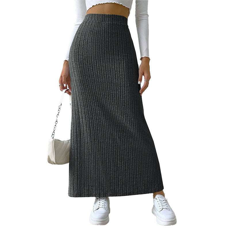 Slit Long Sheath Skirt Women's High Elastic