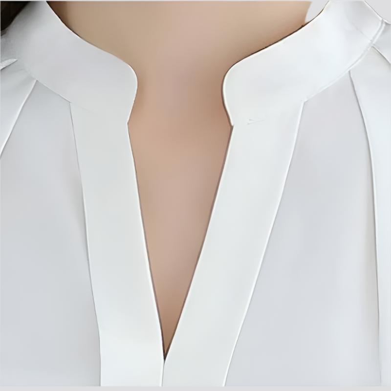 New Style V-neck Long-sleeved Elegant Ladies Office Chiffon Shirt