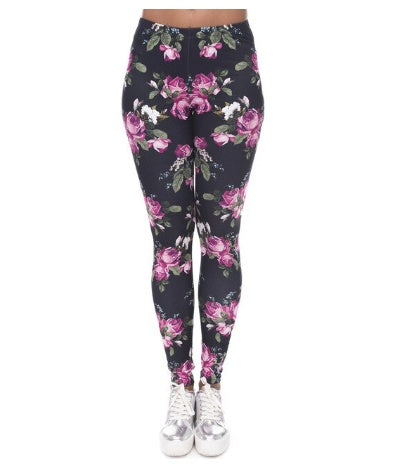 Printed thin pencil feet pants stretch big ladies yoga pants leggings