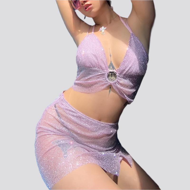 2 pcs Rave outfit, Rave Clothes Women, Rave Outfit Set, Streetwear Mini Dress,