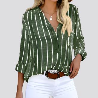 Simple And Fashionable Printed Striped Shirt For Women