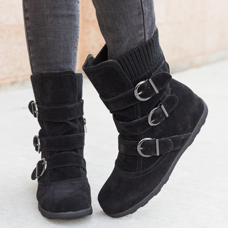 Casual Winter Boots Strap Buckle Shoes