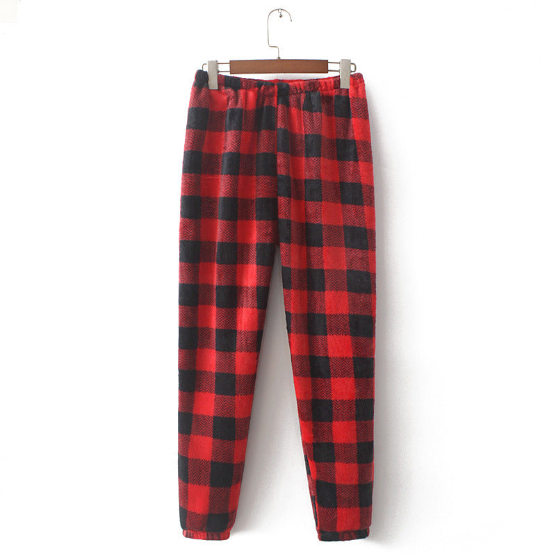 Autumn And Winter Pajama Fairy Warm Flannel Trousers Coral Fleece Homewear Pants