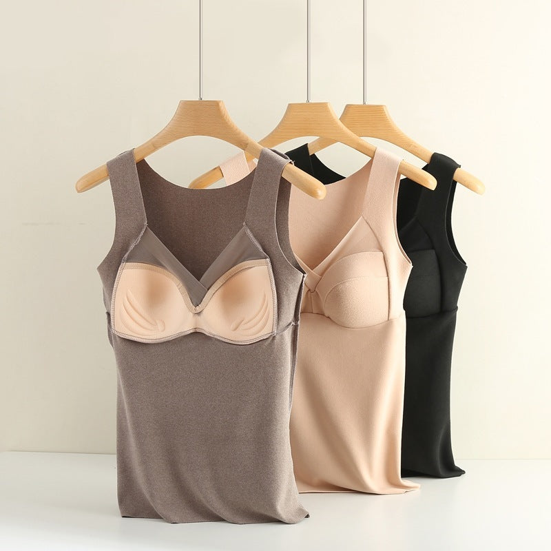 New De Rong Thermal Integrated Tank Top Wearless Bra