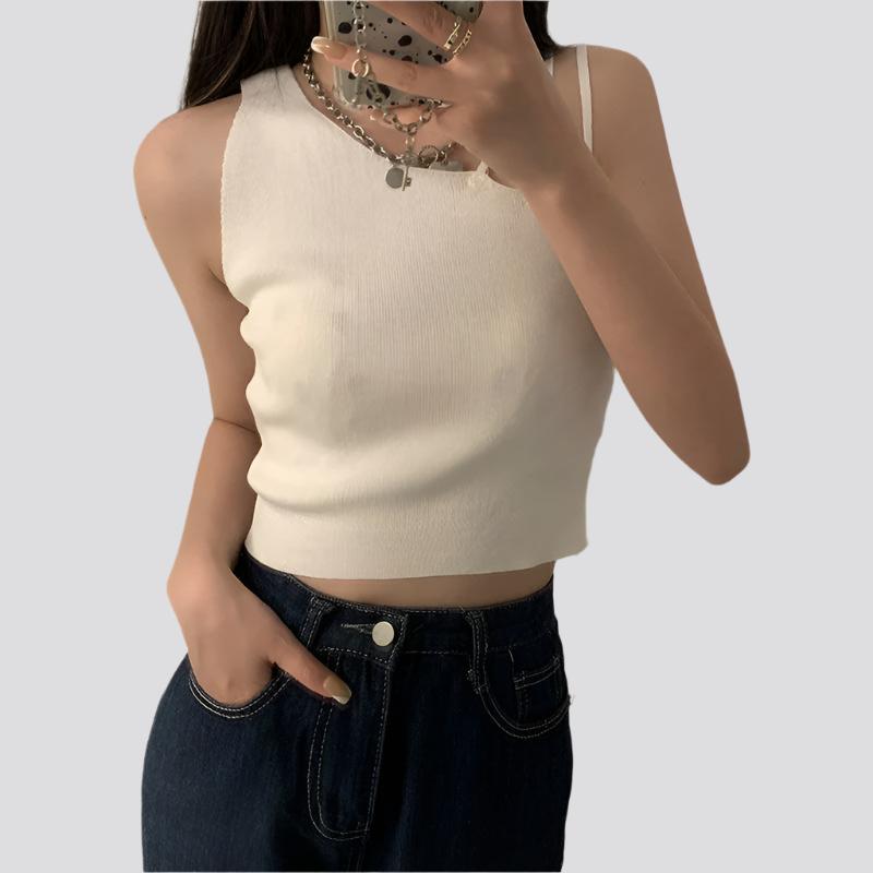 Sexy slanted shoulders crop tops