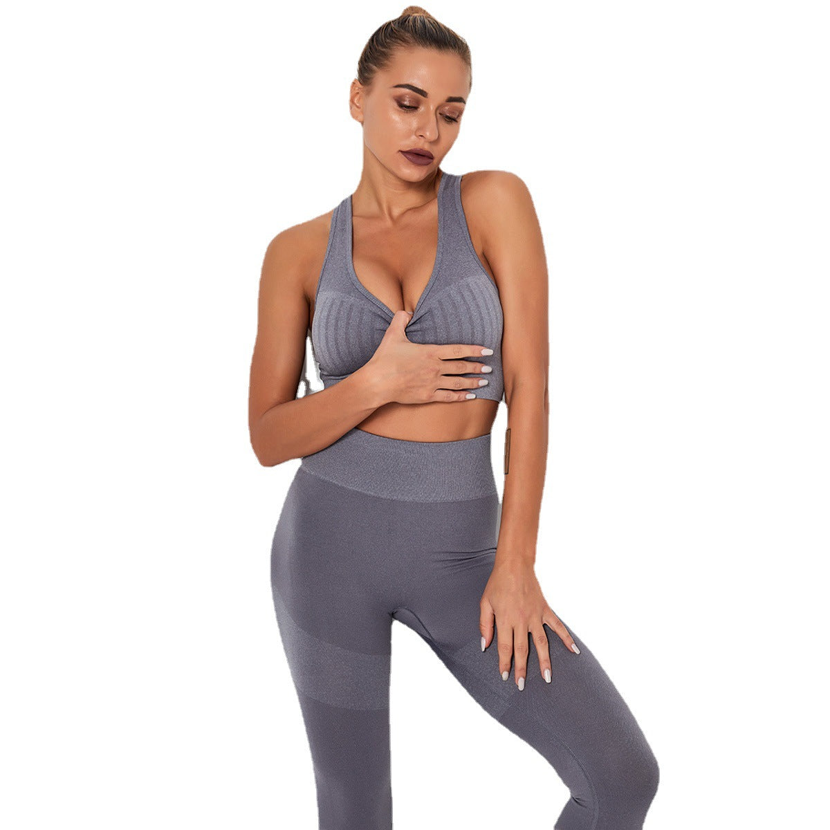 Seamless Knitted Striped Sports Bra