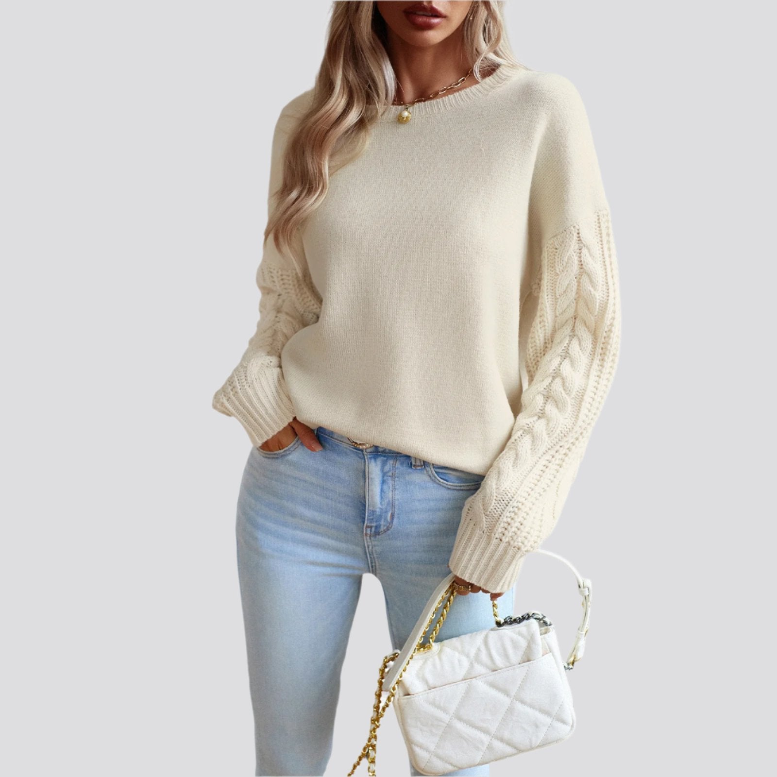 Women's Fashionable Simple Round Neck Sweater