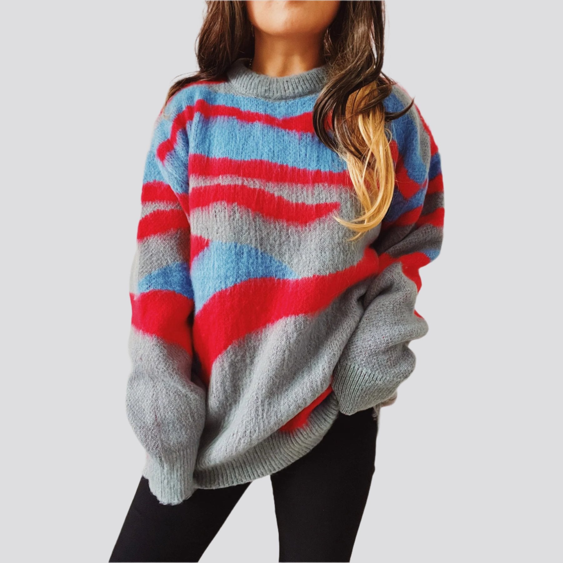 Women's Fashion Casual Irregular Striped Sweater