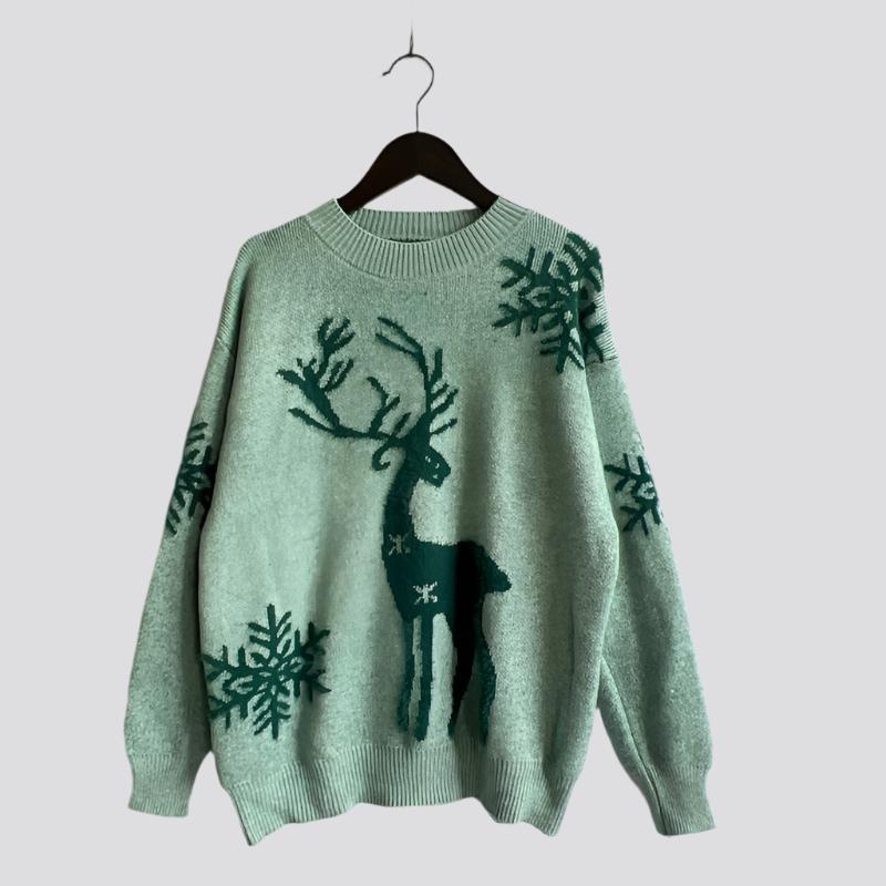 Women's Fashion Round Neck Long Sleeve Knitted Christmas Sweater