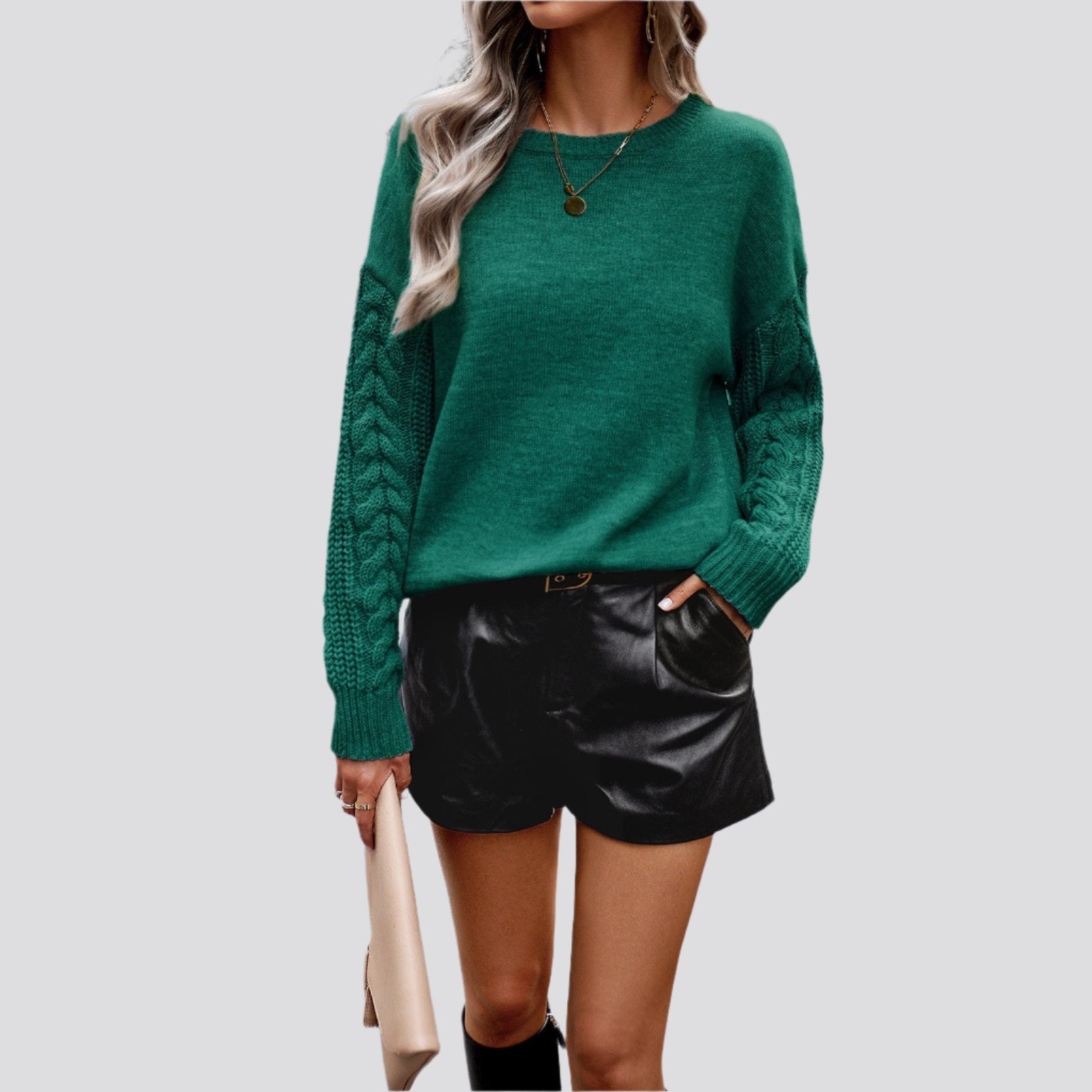 Women's Fashionable Simple Round Neck Sweater