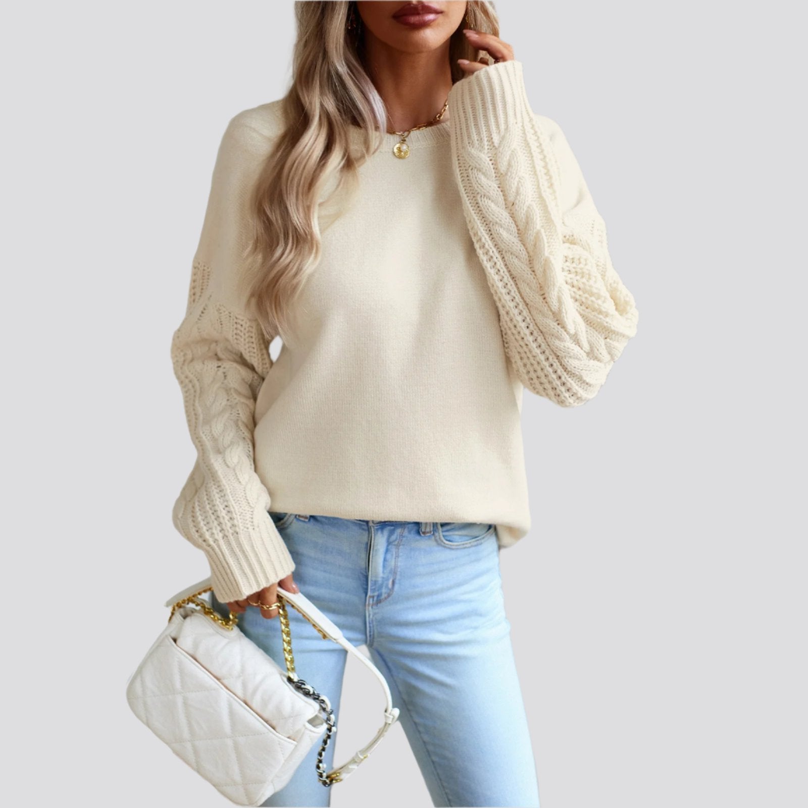 Women's Fashionable Simple Round Neck Sweater