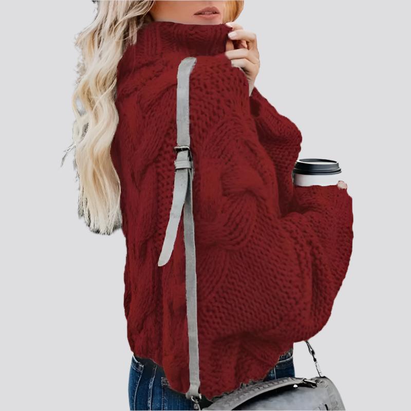 Women's Fashion Casual Turtleneck Pullover Loose-fitting Long Sleeves Sweater