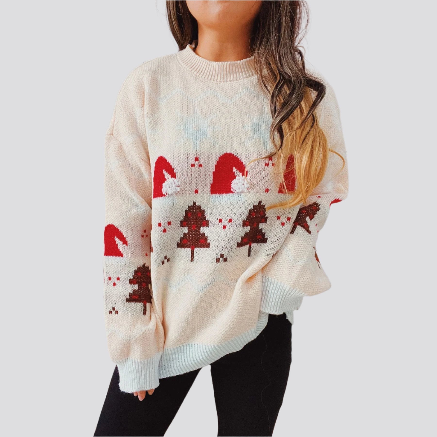 Women's Fashion Christmas Round Neck Long Sleeve Sweater