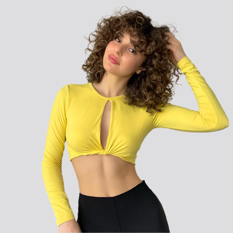 Slim-fit Crop-top Women's Round Neck Hollow Out