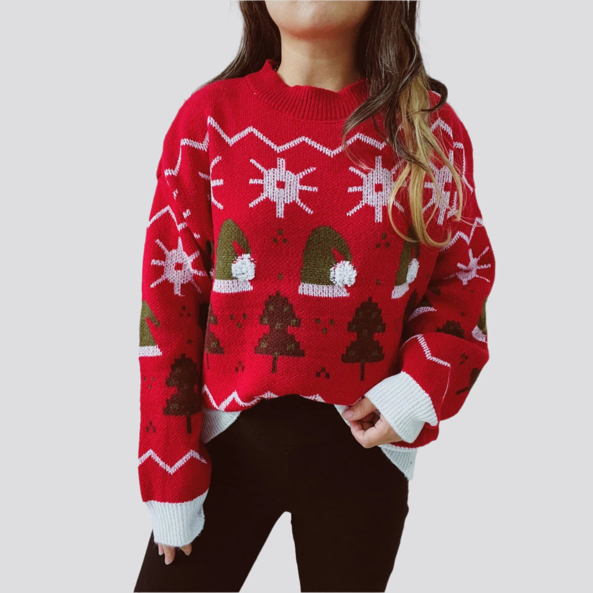 Women's Fashion Christmas Round Neck Long Sleeve Sweater