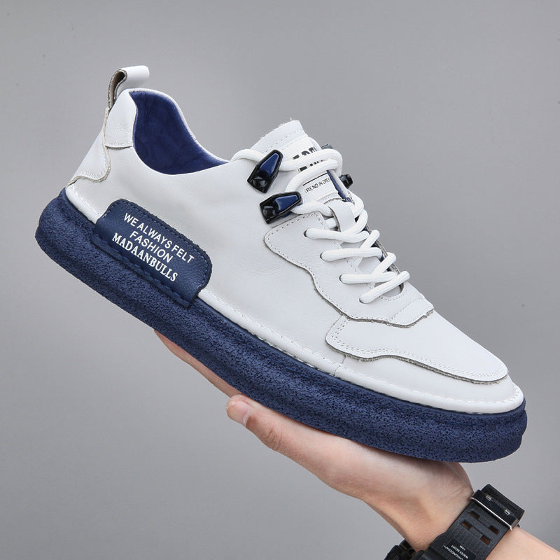 Trendy All-match Casual White Shoes Korean Style Fashionable Breathable Sneakers Men's Casual Leather Shoes