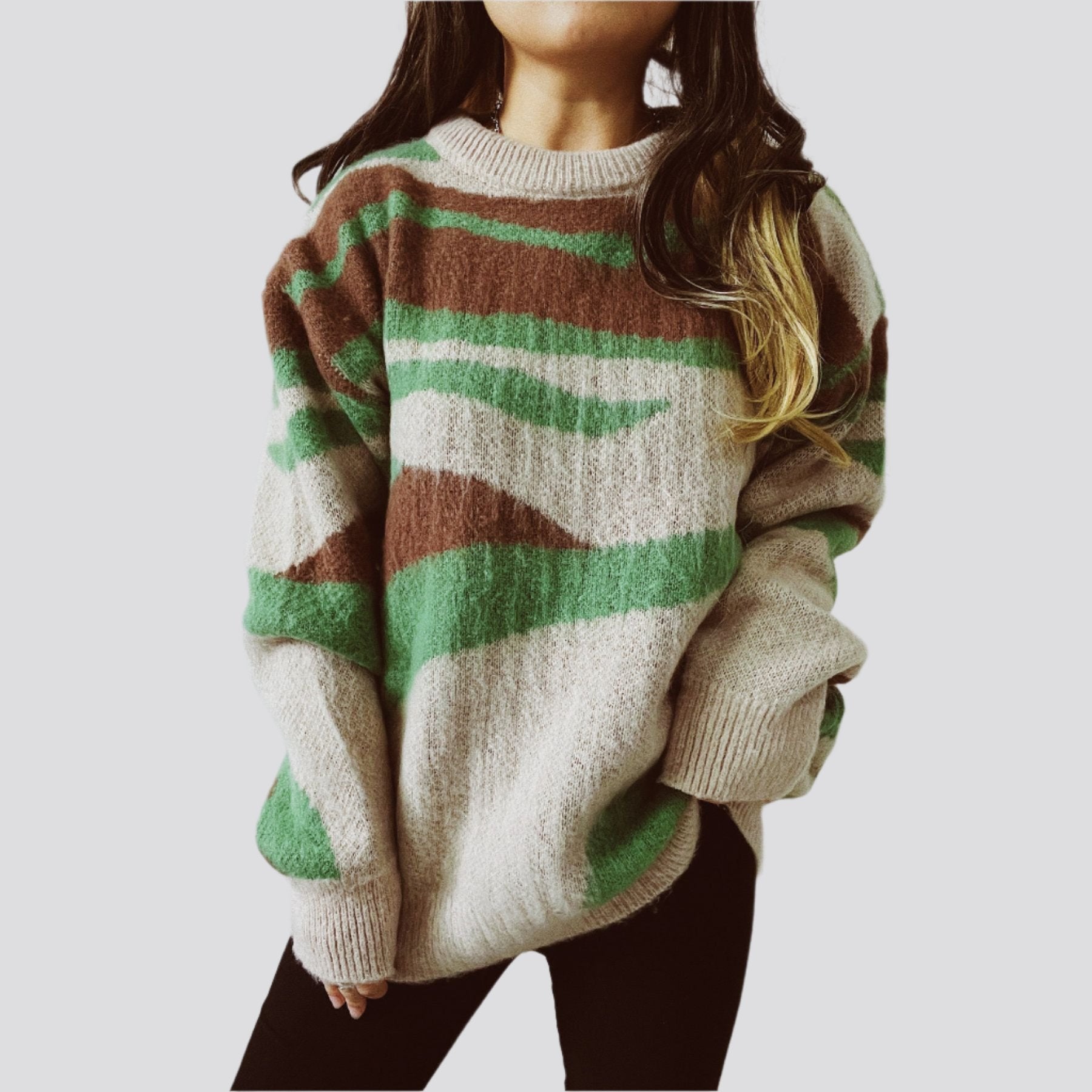 Women's Fashion Casual Irregular Striped Sweater