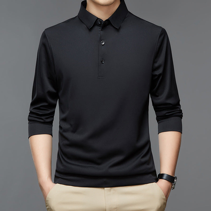 Men's Fashion Casual Polo Collar Breathable Long Sleeves T-shirt