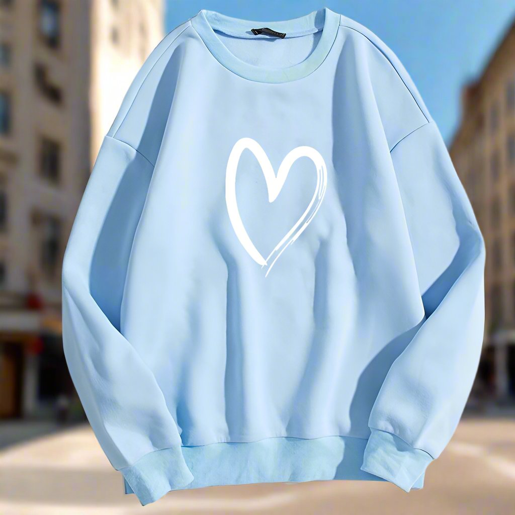 Printed Heart Trendy Sweater For Women