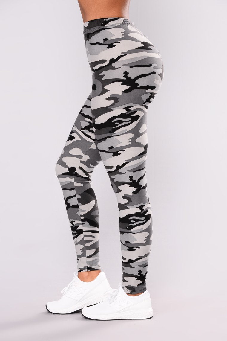 Camouflage Printed Grey Casual Legging Pants