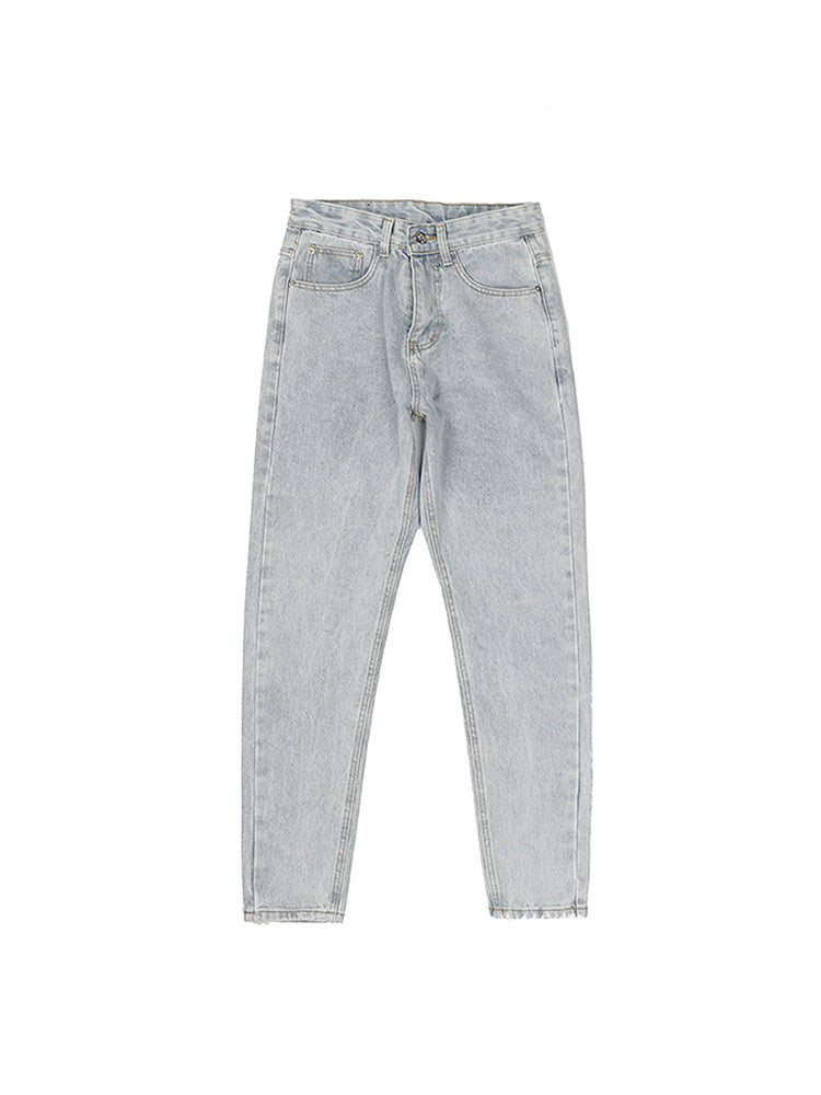 Washed Distressed Fit Straight-leg Jeans