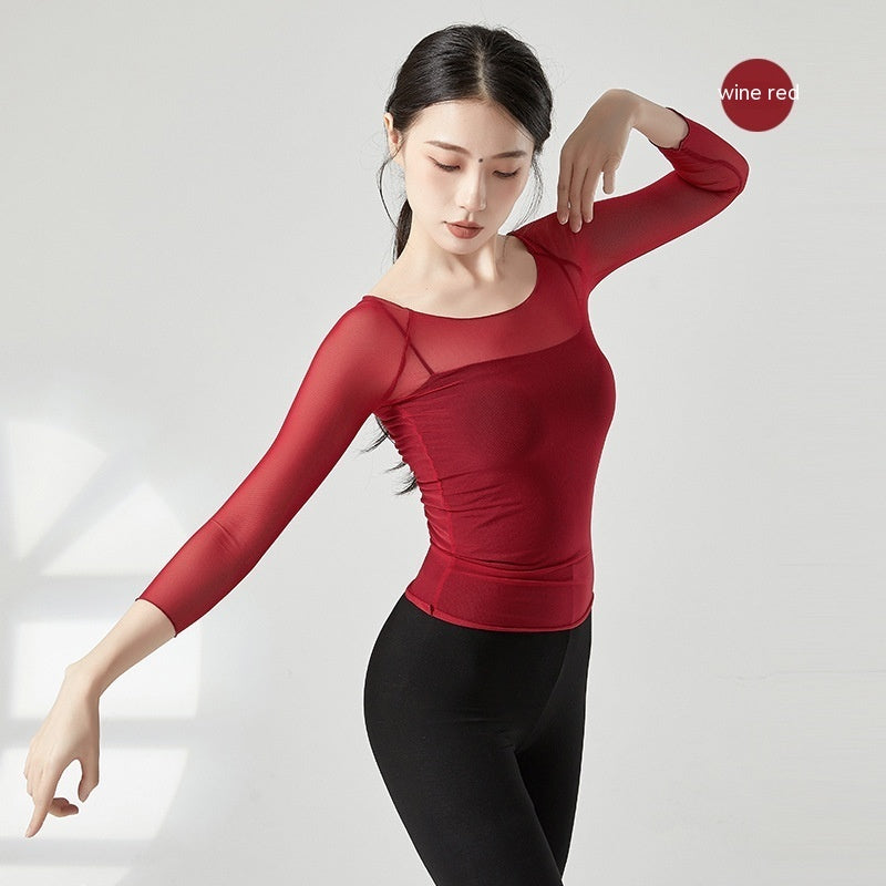 Dancing Dress Mesh Top For Women Ballet Practice Clothes Gym Outfit Shapewear Outer Wear Gauze Clothes