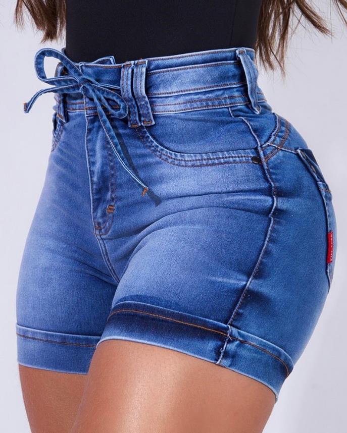 Women's Fashion Casual High Waist Skinny Denim Shorts